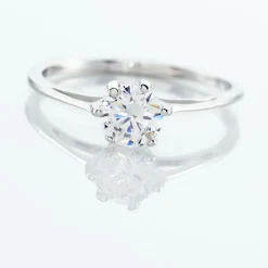 Bague Solitaire Lydia Argent Blanc Oxyde De Zirconium