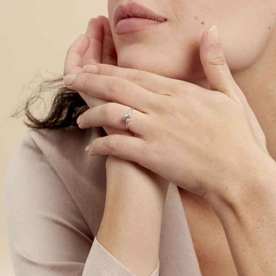 Bague Solitaire Lydia Argent Blanc Oxyde De Zirconium
