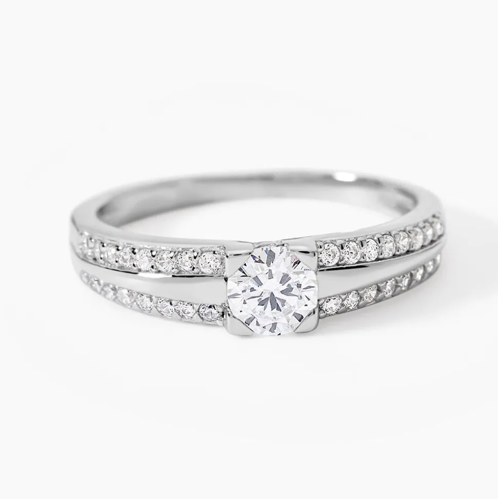Bague Solitaire Maevane Argent Blanc Oxyde De Zirconium