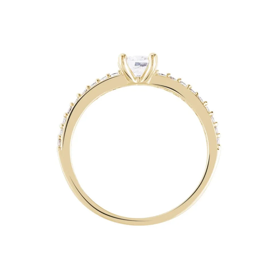Bague Solitaire Mireilla Plaqué Or Jaune Oxyde De Zirconium