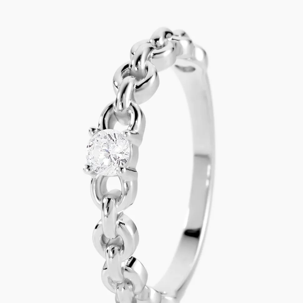 Bague Solitaire Moccus Argent Blanc Oxyde De Zirconium