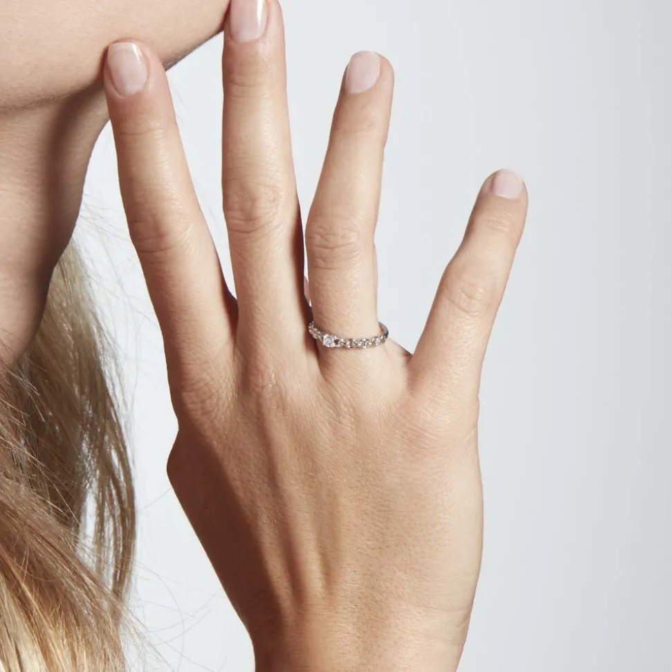 Bague Solitaire Moccus Argent Blanc Oxyde De Zirconium