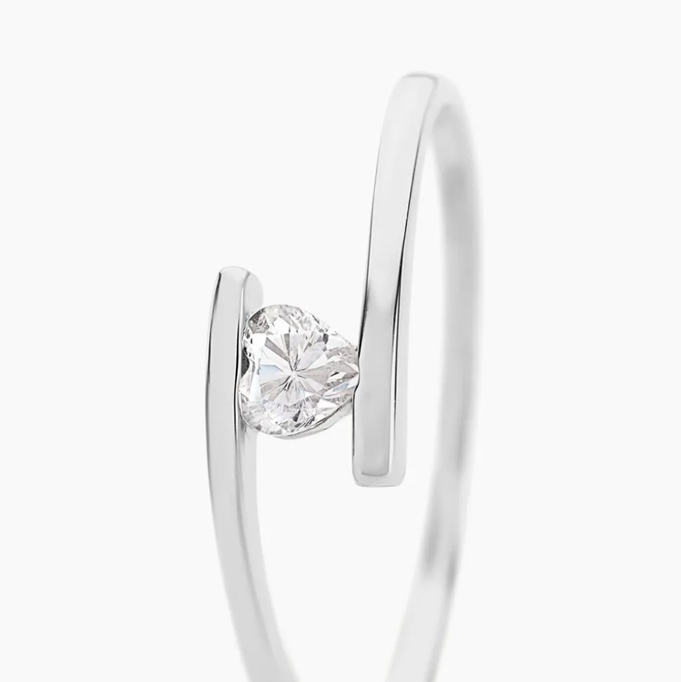 Bague Solitaire Moera Or Blanc Oxyde De Zirconium