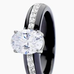 Marc Orian Bagues De Promesse|Bagues > Bague Solitaire Neville Argent Blanc Céramique Et Oxyde De Zirconium