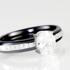 Marc Orian Bagues De Promesse|Bagues > Bague Solitaire Neville Argent Blanc Céramique Et Oxyde De Zirconium