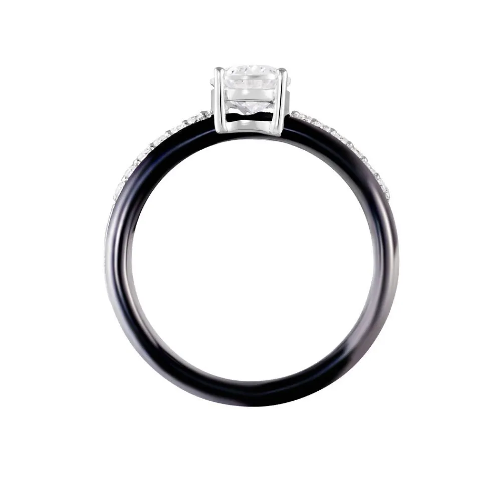 Marc Orian Bagues De Promesse|Bagues > Bague Solitaire Neville Argent Blanc Céramique Et Oxyde De Zirconium