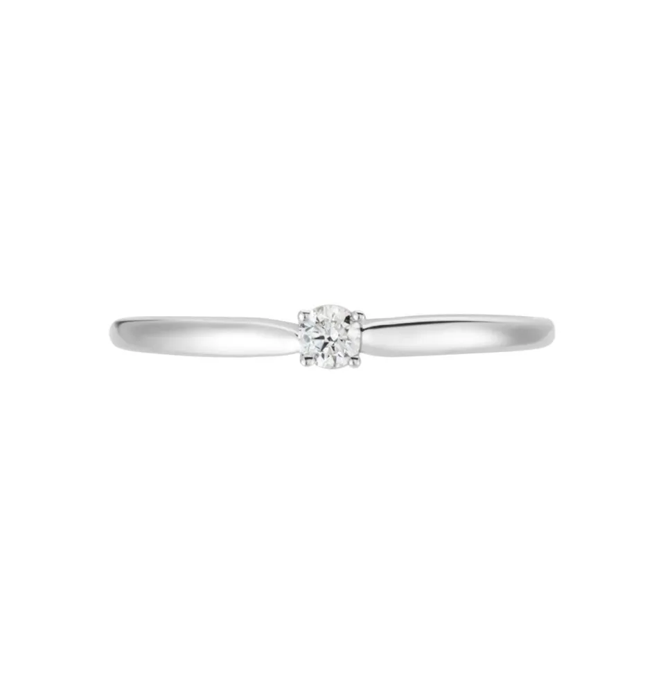 Bague Solitaire Or Blanc Flora Diamant
