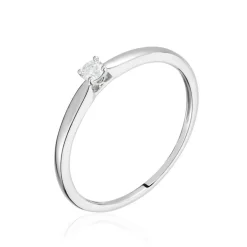 Bague Solitaire Or Blanc Flora Diamant