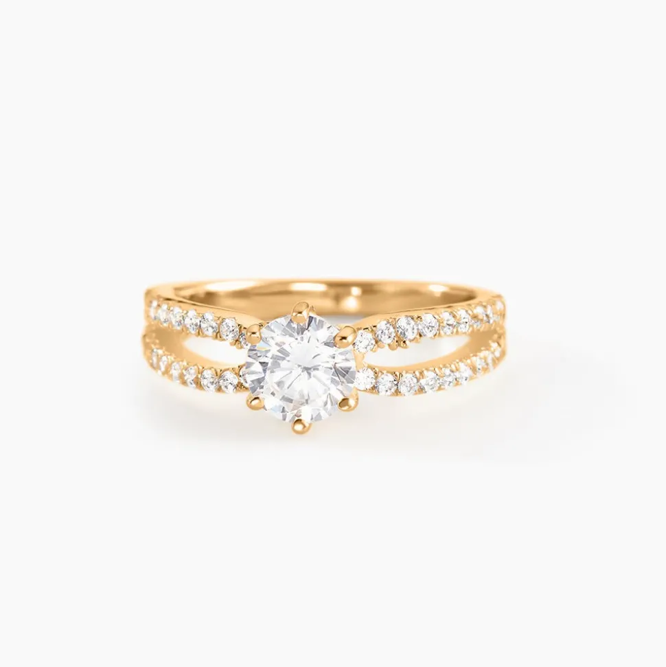 Bague Solitaire Plaqué Or Jaune Melaina Oxyde De Zirconium