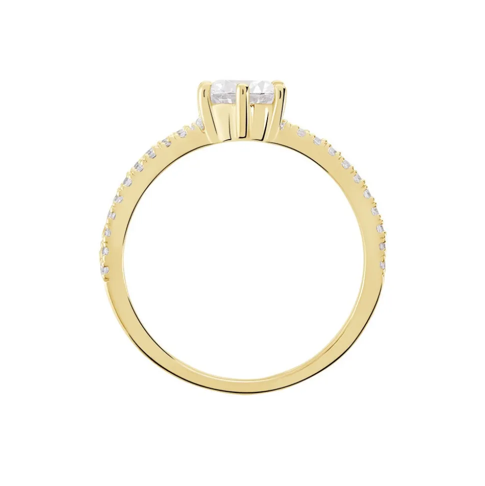 Bague Solitaire Plaqué Or Jaune Melaina Oxyde De Zirconium