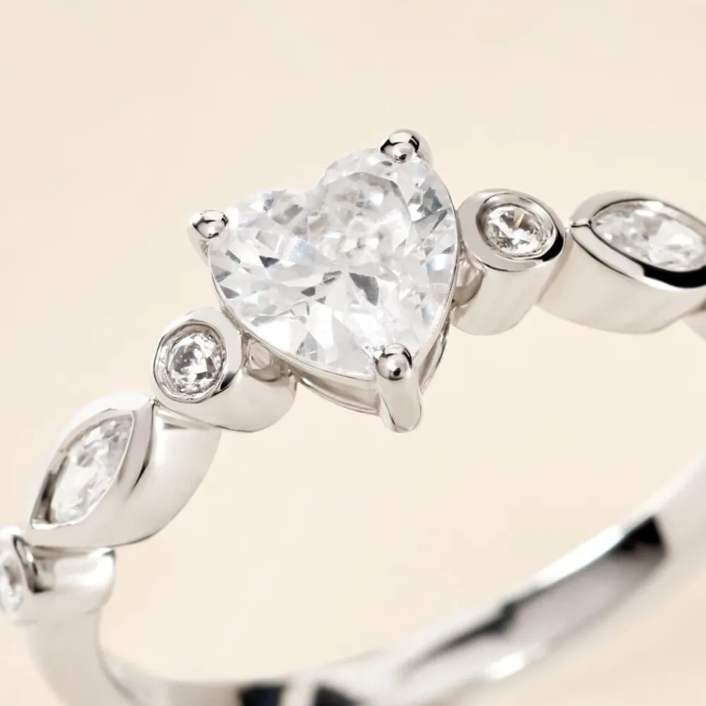Marc Orian Bagues De Promesse|Bagues Fantaisie > Bague Solitaire Sagan Argent Blanc Oxyde De Zirconium