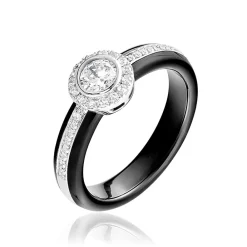 Marc Orian Bagues De Promesse|Bagues > Bague Solitaire Solitaire Argent Blanc Céramique Et Oxyde De Zirconium