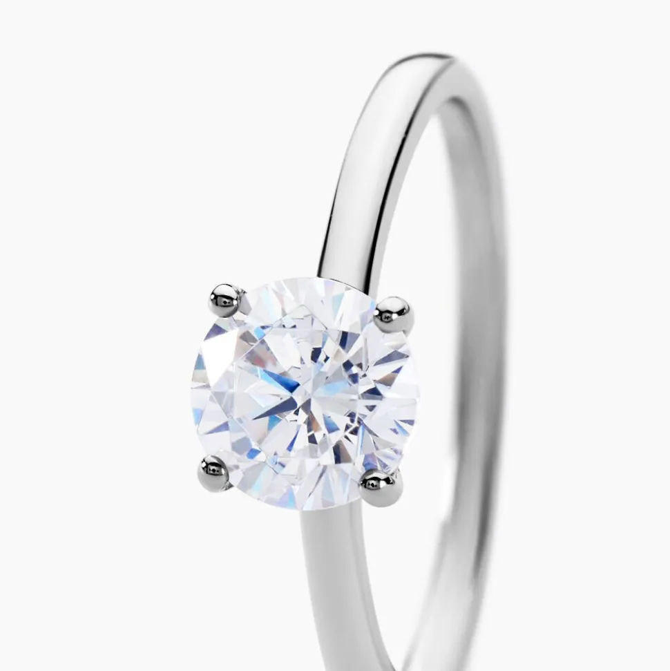 Bague Solitaire Stella Argent Blanc Oxyde De Zirconium