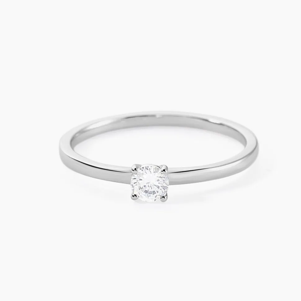 Bague Solitaire Stella Argent Blanc Oxyde De Zirconium