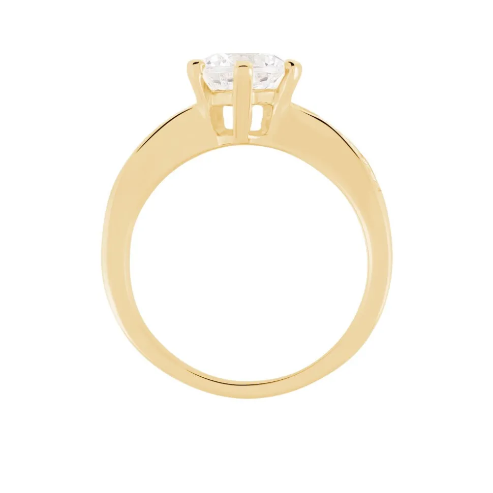 Bague Solitaire Stevie Plaqué Or Jaune Oxyde De Zirconium