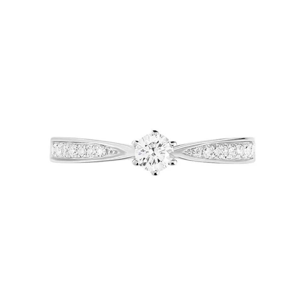 Bague Solitaire Symphonie Or Blanc Diamant
