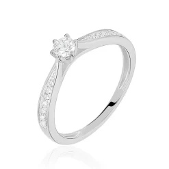 Bague Solitaire Symphonie Or Blanc Diamant