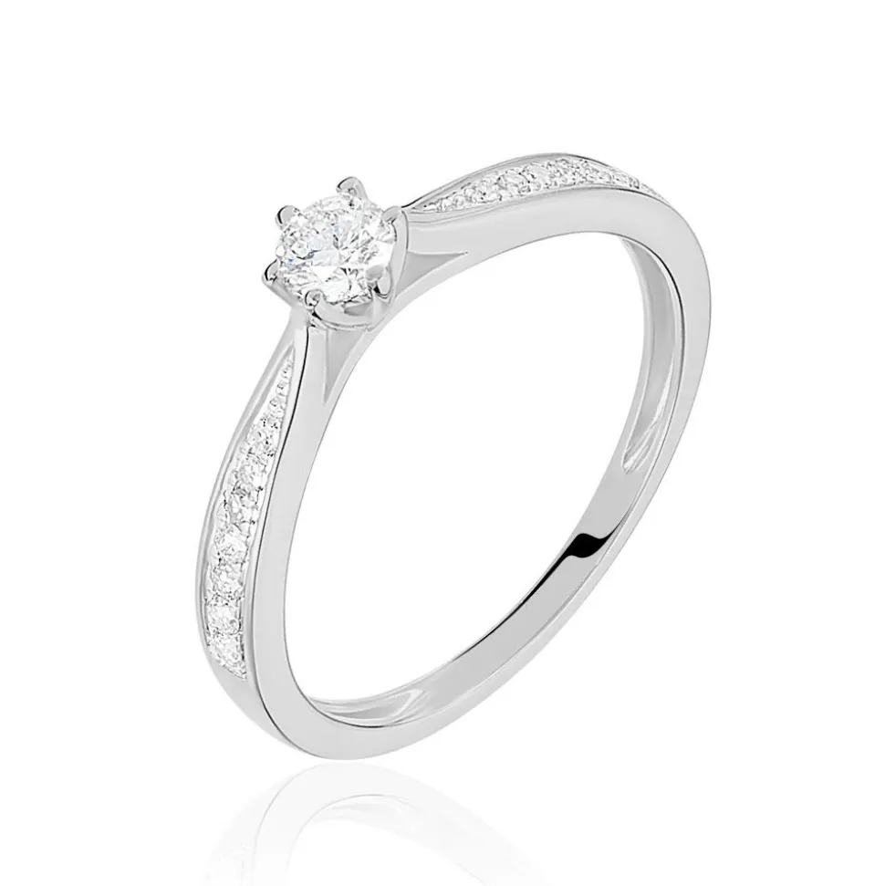 Bague Solitaire Symphonie Or Blanc Diamant