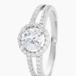 Bague Solitaire Titemae Argent Blanc Oxyde De Zirconium