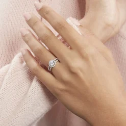 Bague Solitaire Titemae Argent Blanc Oxyde De Zirconium
