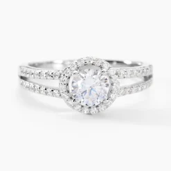 Bague Solitaire Titemae Argent Blanc Oxyde De Zirconium