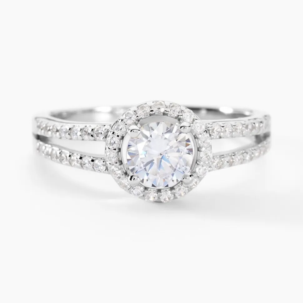 Bague Solitaire Titemae Argent Blanc Oxyde De Zirconium