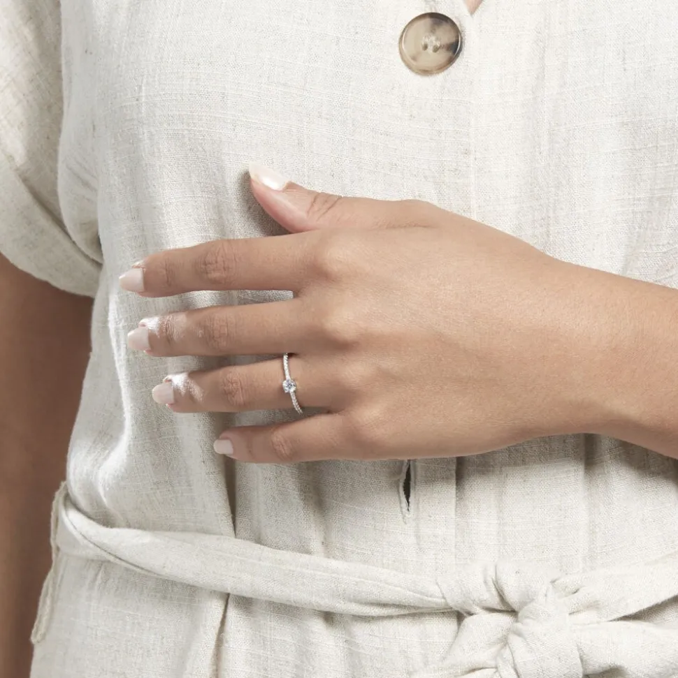Bague Solitaire Ursi Argent Blanc Oxyde De Zirconium