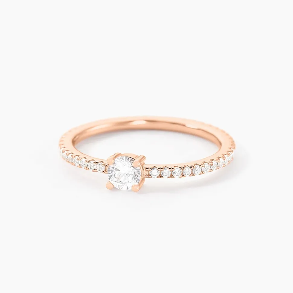 Bague Solitaire Ursi Argent Rose Oxyde De Zirconium