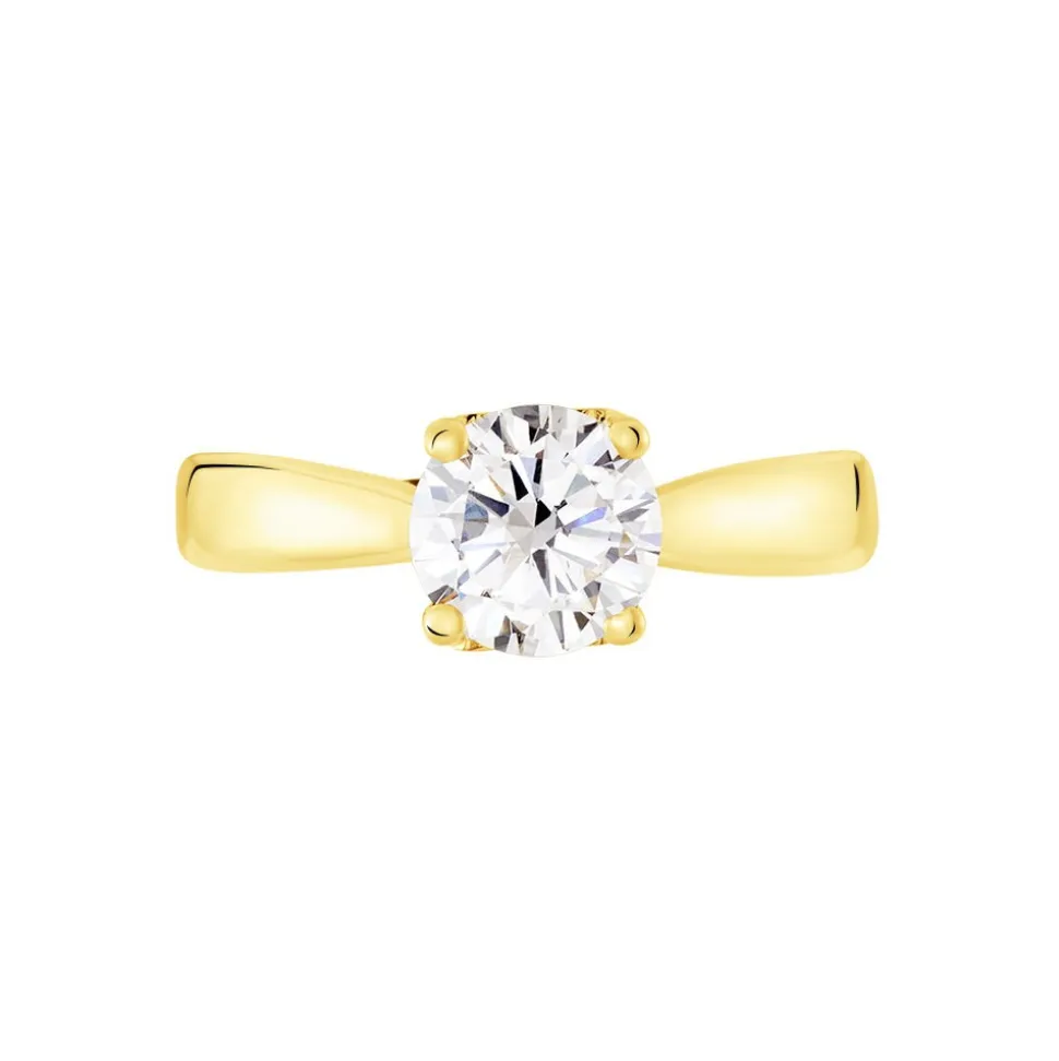 Bague Solitaire Vicoeuria Or Jaune Diamant Synthétique