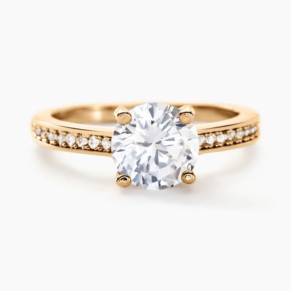 Bague Solitaire Zoura Plaqué Or Jaune Oxyde De Zirconium