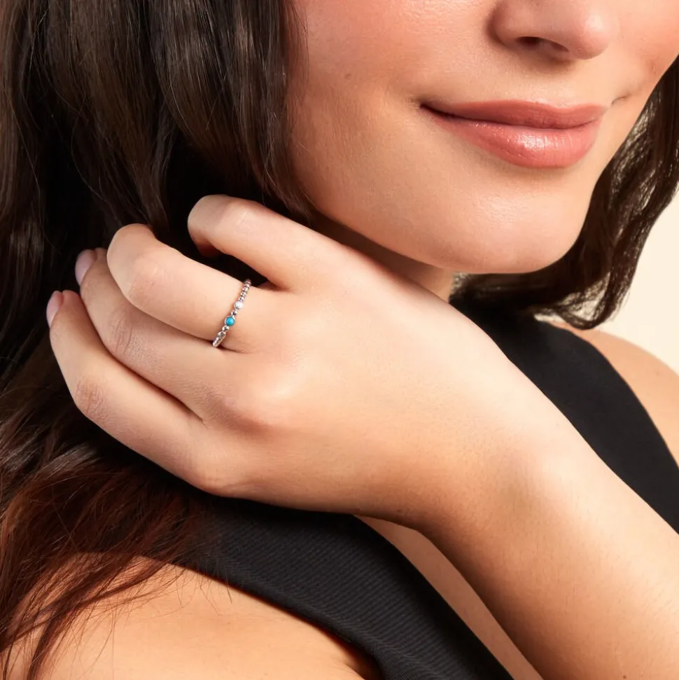 Bague Sorene Argent Blanc Turquoise Oxyde De Zirconium