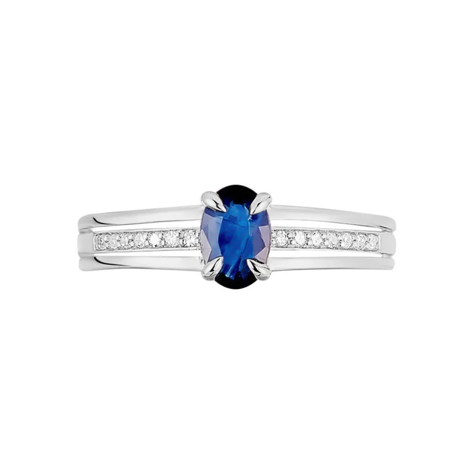 Bague Sylvestine Or Blanc Saphir Et Diamant