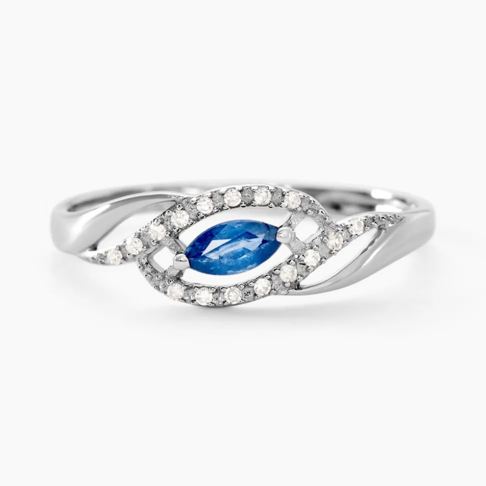Bague Syriana Or Blanc Saphir Et Diamant