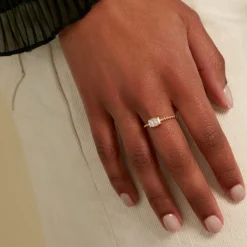 Bague Valentyne Plaque Or Jaune Oxyde De Zirconium