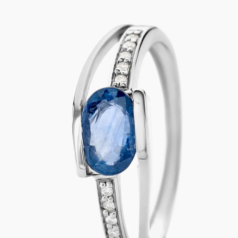 Bague Viyan Or Blanc Saphir Et Diamant