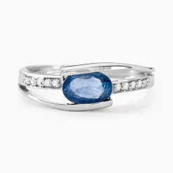 Bague Viyan Or Blanc Saphir Et Diamant