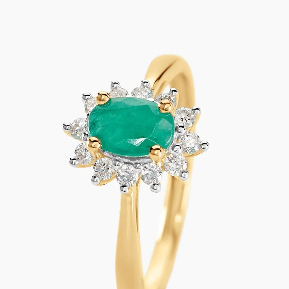 Bague Vladimir Or Jaune Emeraude Diamants
