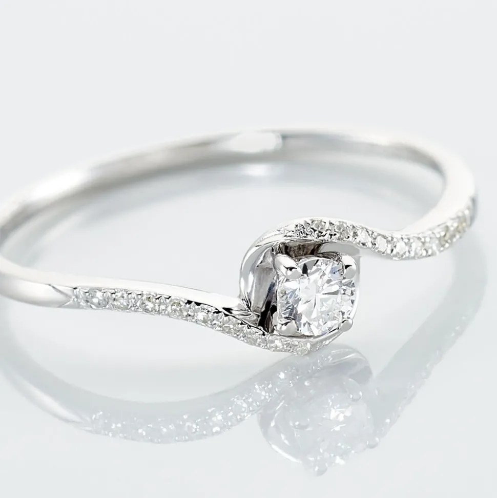 Bague Vrille Accompagnee Or Blanc Diamant