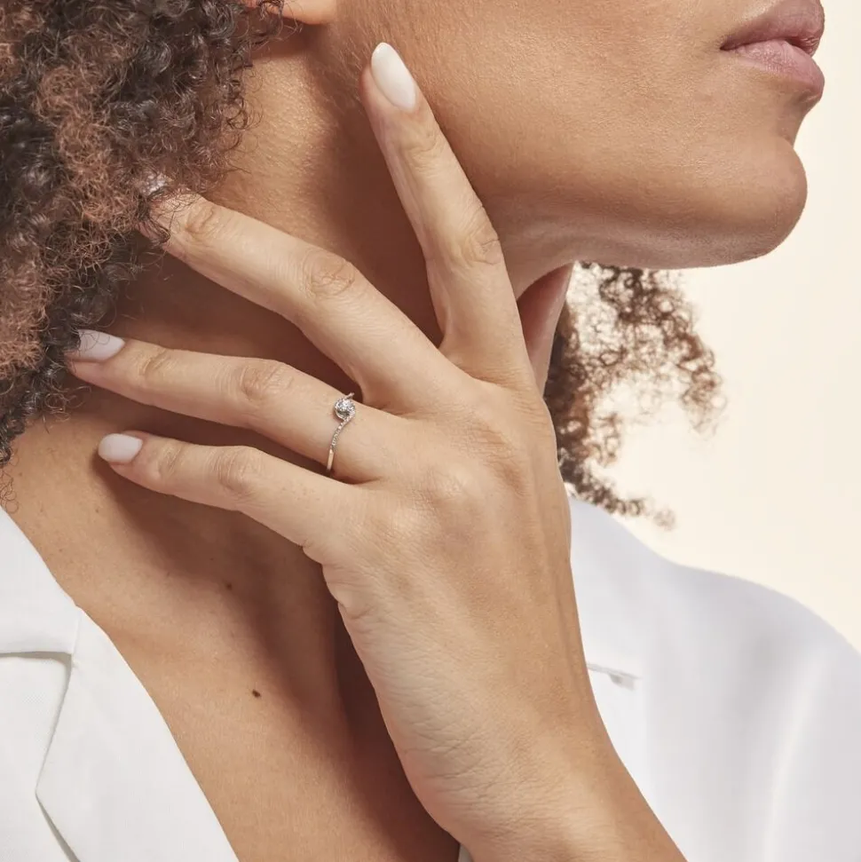 Bague Vrille Accompagnee Or Blanc Diamant