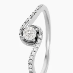 Bague Vrille Accompagnee Or Blanc Diamant