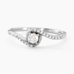 Bague Vrille Accompagnee Or Blanc Diamant
