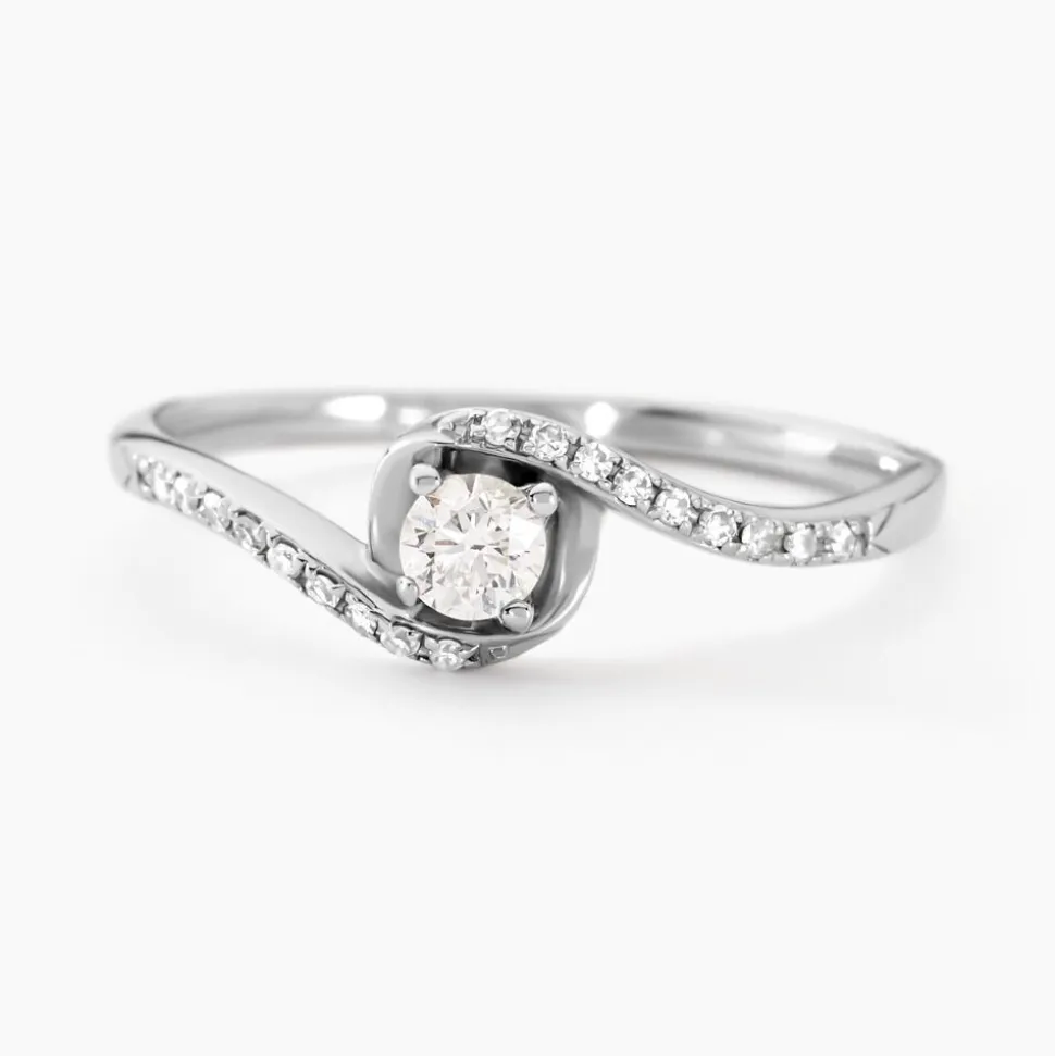 Bague Vrille Accompagnee Or Blanc Diamant