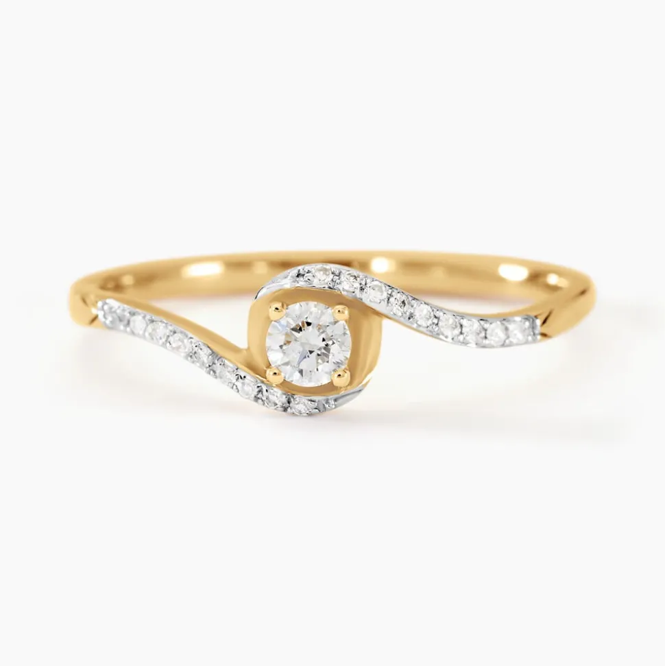 Bague Vrille Accompagnee Or Jaune Diamant