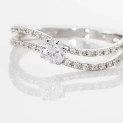 Marc Orian Bagues De Promesse|Bijoux Zirconium > Bague Vrille Double Or Blanc Oxyde De Zirconium