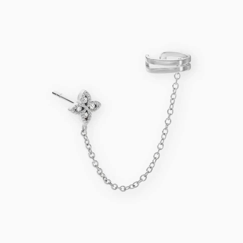 Bijou D'oreille Unitaire Argent Blanc Heh Oxydes De Zirconium