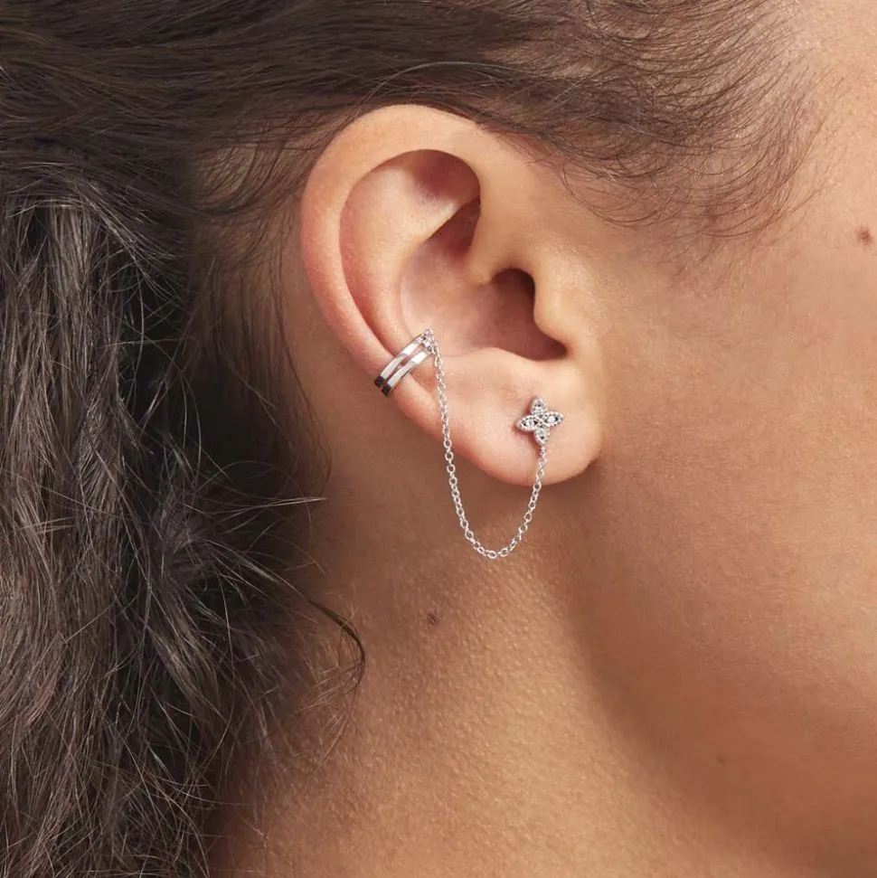 Bijou D'oreille Unitaire Argent Blanc Heh Oxydes De Zirconium