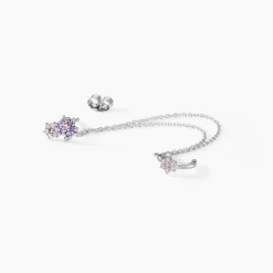 Bijou D'oreille Unitaire Grimpant Argent Blanc Oxyde De Zirconium