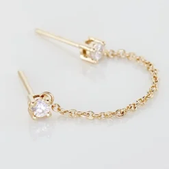 Bijou D'oreille Unitaire Pendante Plaqué Or Jaune Dofi Oxyde