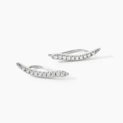 Bijoux D'oreilles Grimpants Gracelle Argent Blanc Oxyde De Zirconium