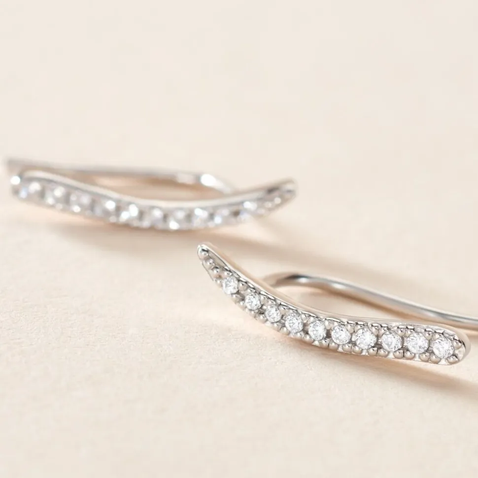 Bijoux D'oreilles Grimpants Gracelle Argent Blanc Oxyde De Zirconium